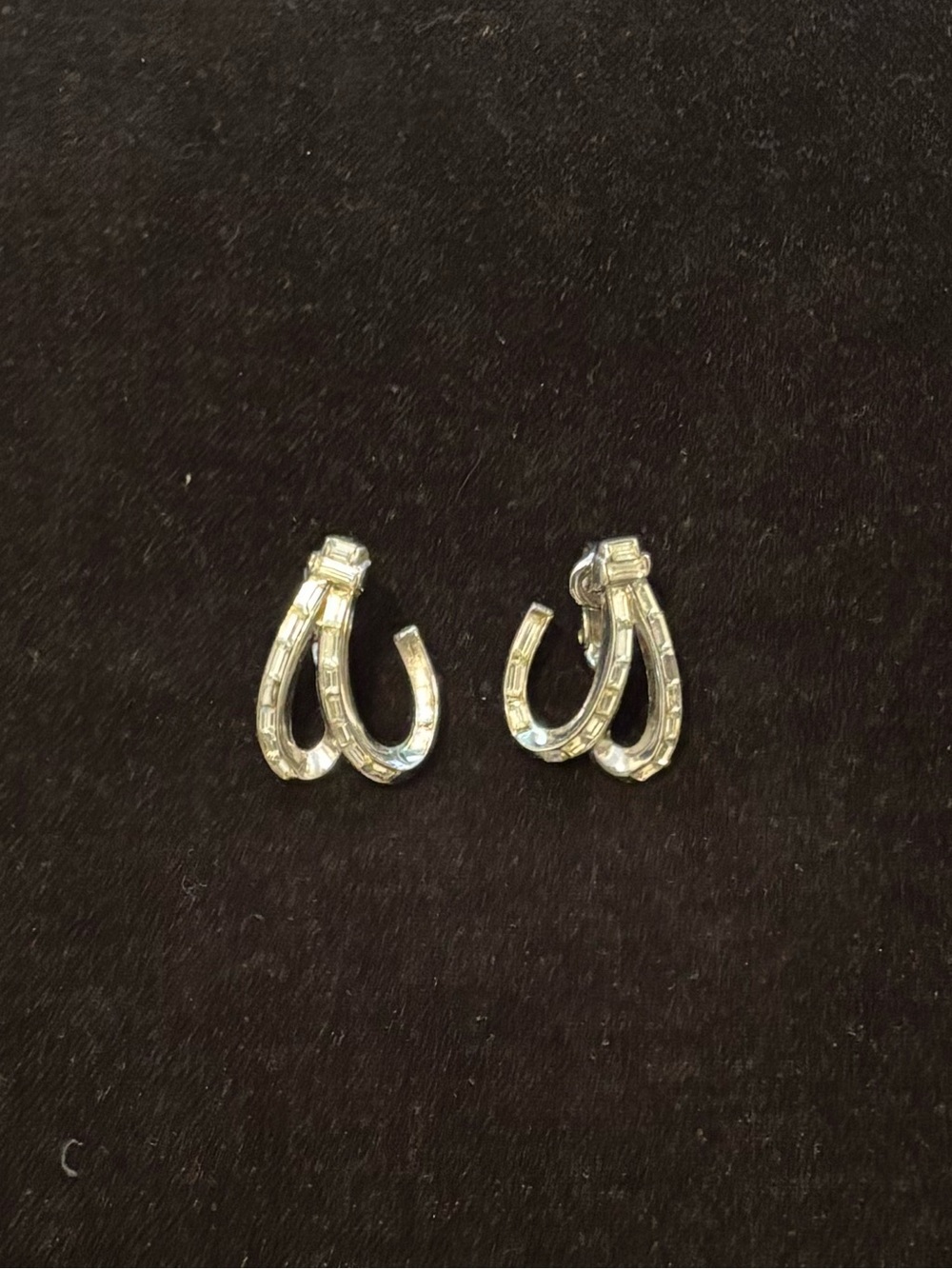 Trifari Silver-Tone Double Loop Clip Earrings